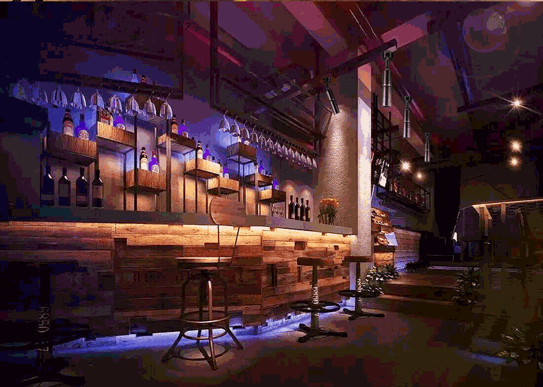 led spotlight in bar