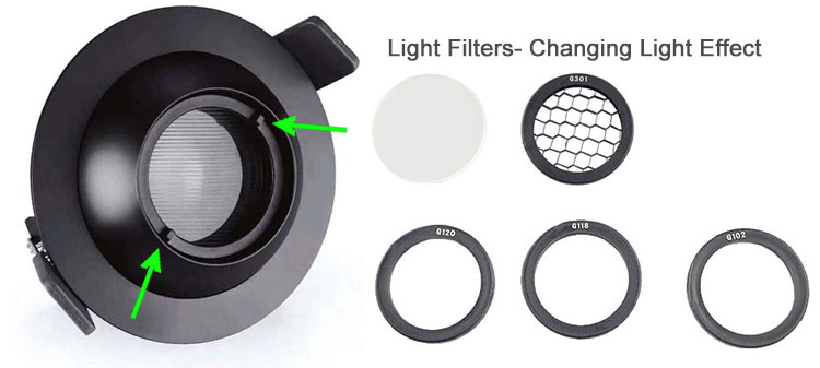 led downlight filters chaning light effect