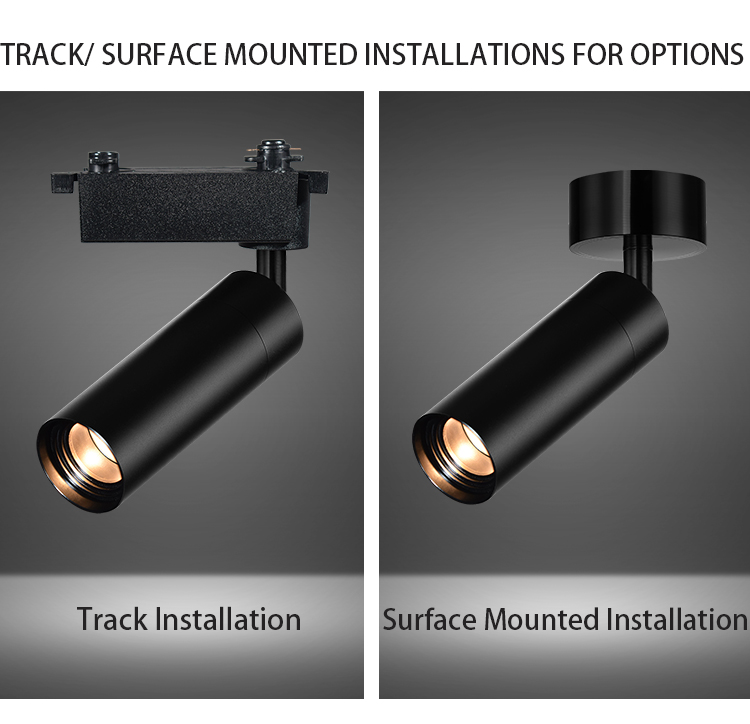 9W led track spotlight with surface mounted version